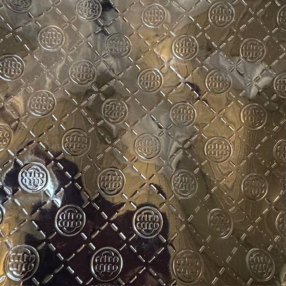 Dana Buchman Black Patent Embossed Leather Tote Bag With Front Zipper Pocket & T - Picture 2 of 12